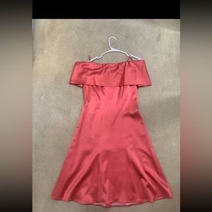Coral off shoulder dress with straps